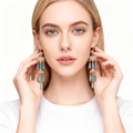 Blue Crystal Tassel Earrings
