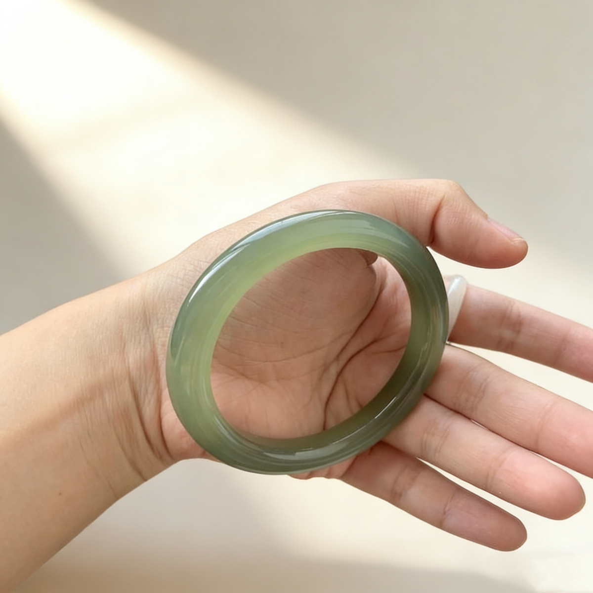 Lake-Green Jade Bangle