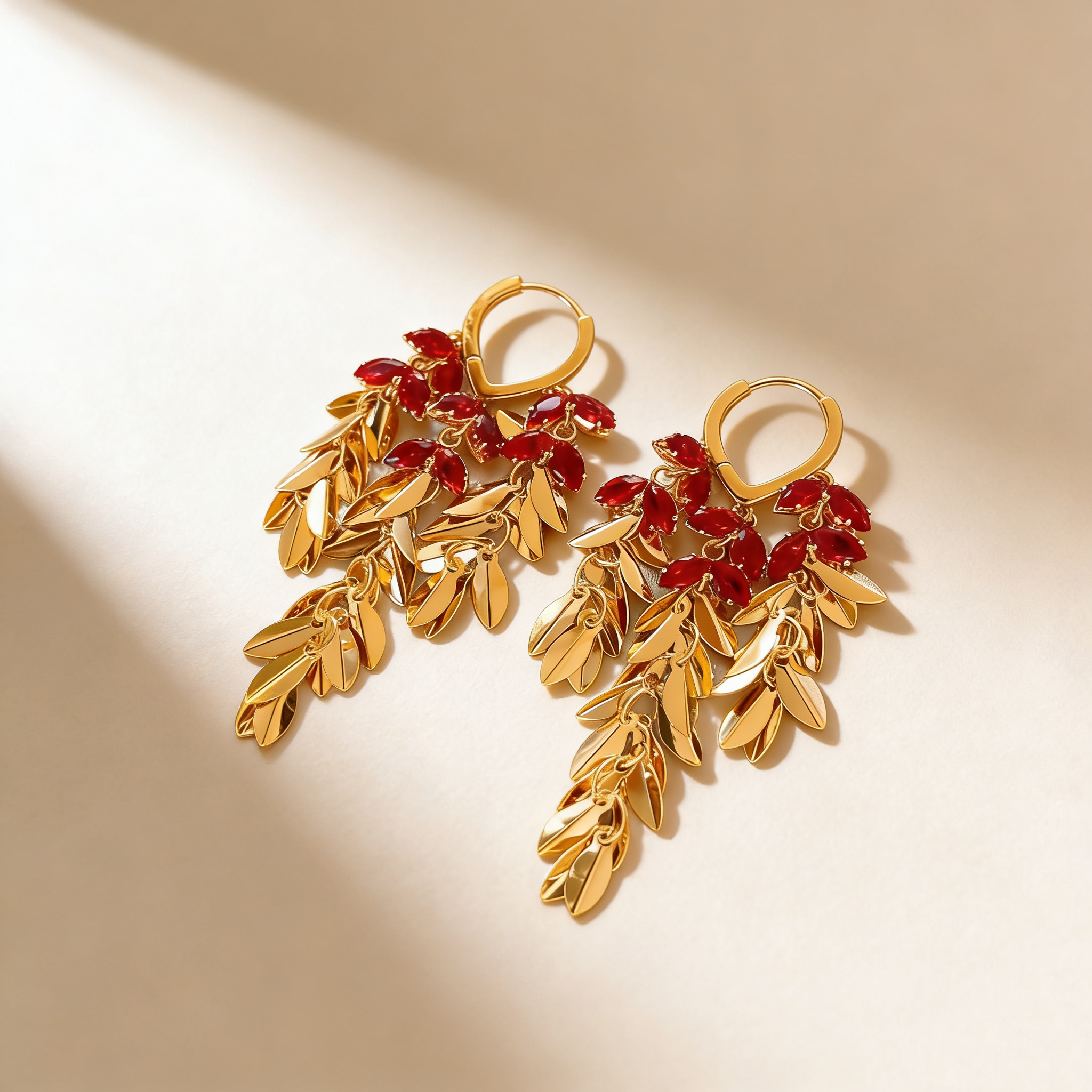 Ruby Wheat Tassel Earrings