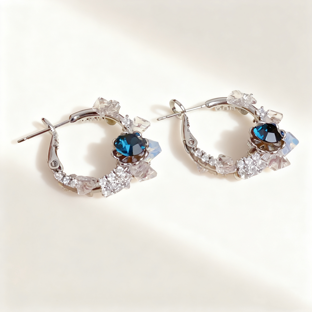 Blue Sapphire Diamond Earrings