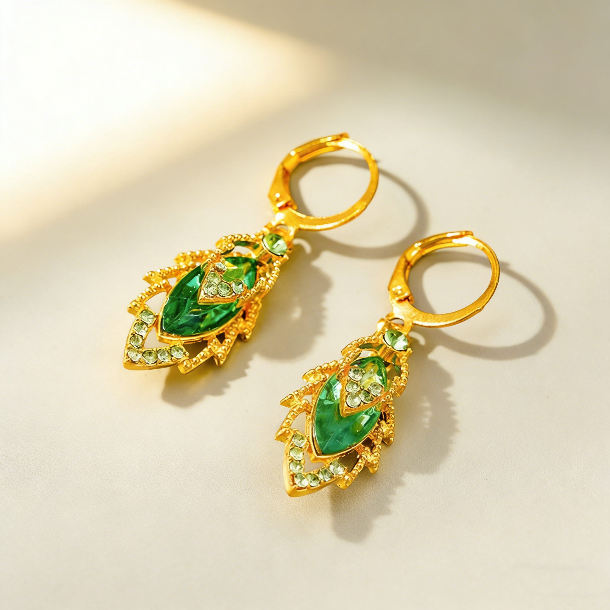 Double-Layer Maple Leaf Gemstone Earrings
