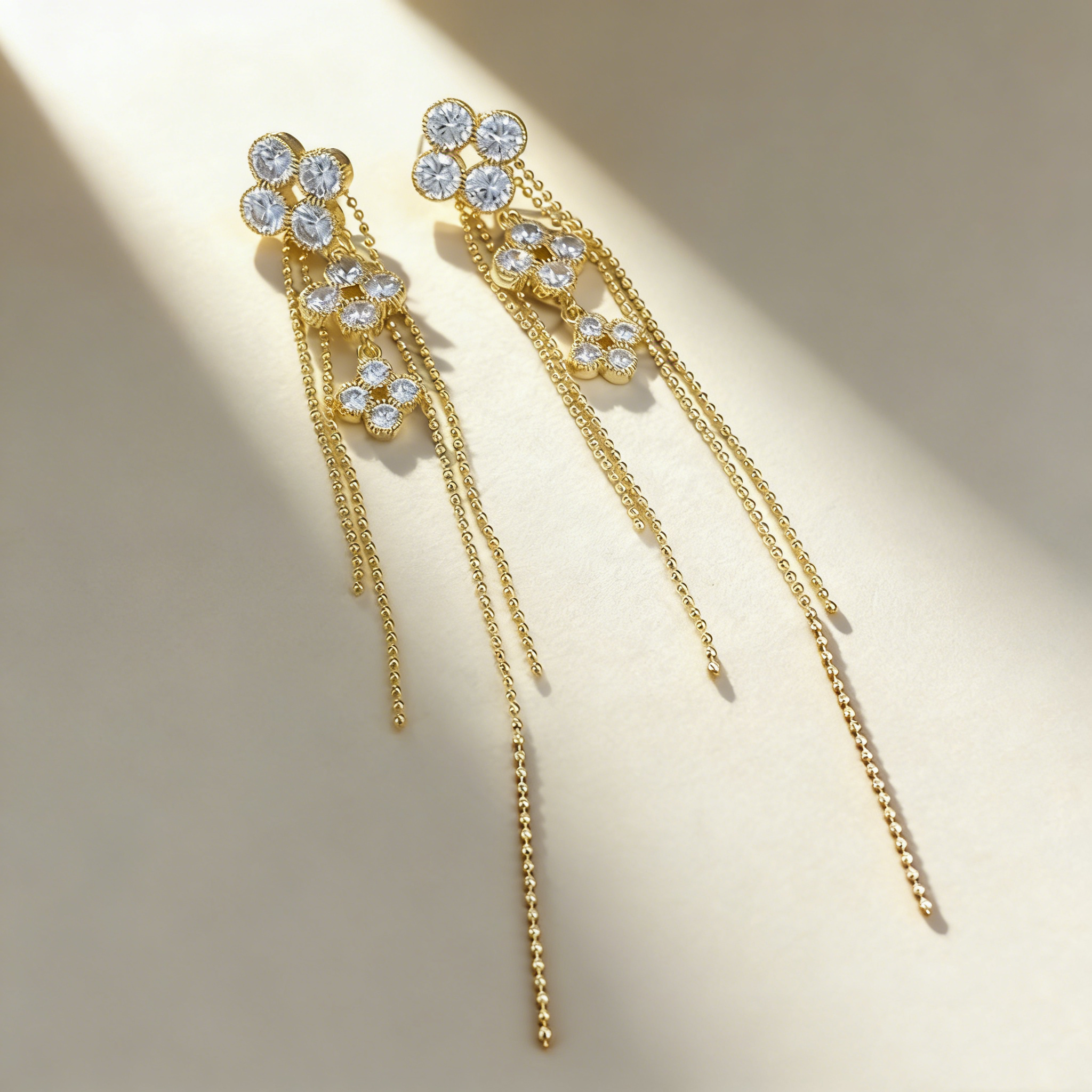 Four-Leaf Flower Tassel Earrings