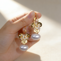 Floral Flat Pearl Earrings