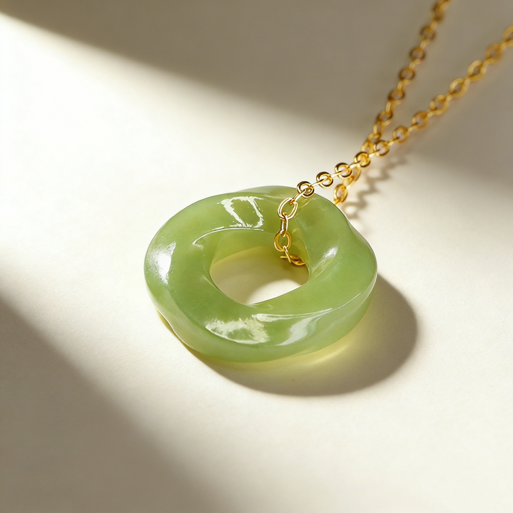 Jade Donut Pendant Necklace