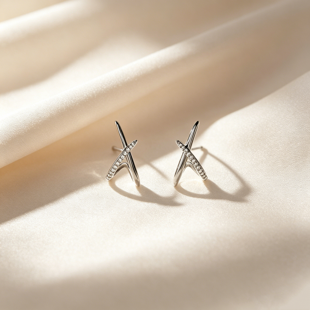 Crossline Pavé Stud Earrings