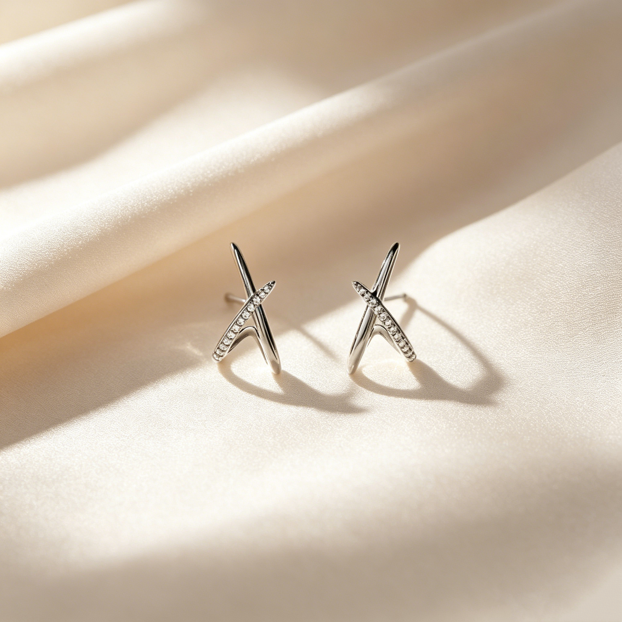 Crossline Pavé Stud Earrings