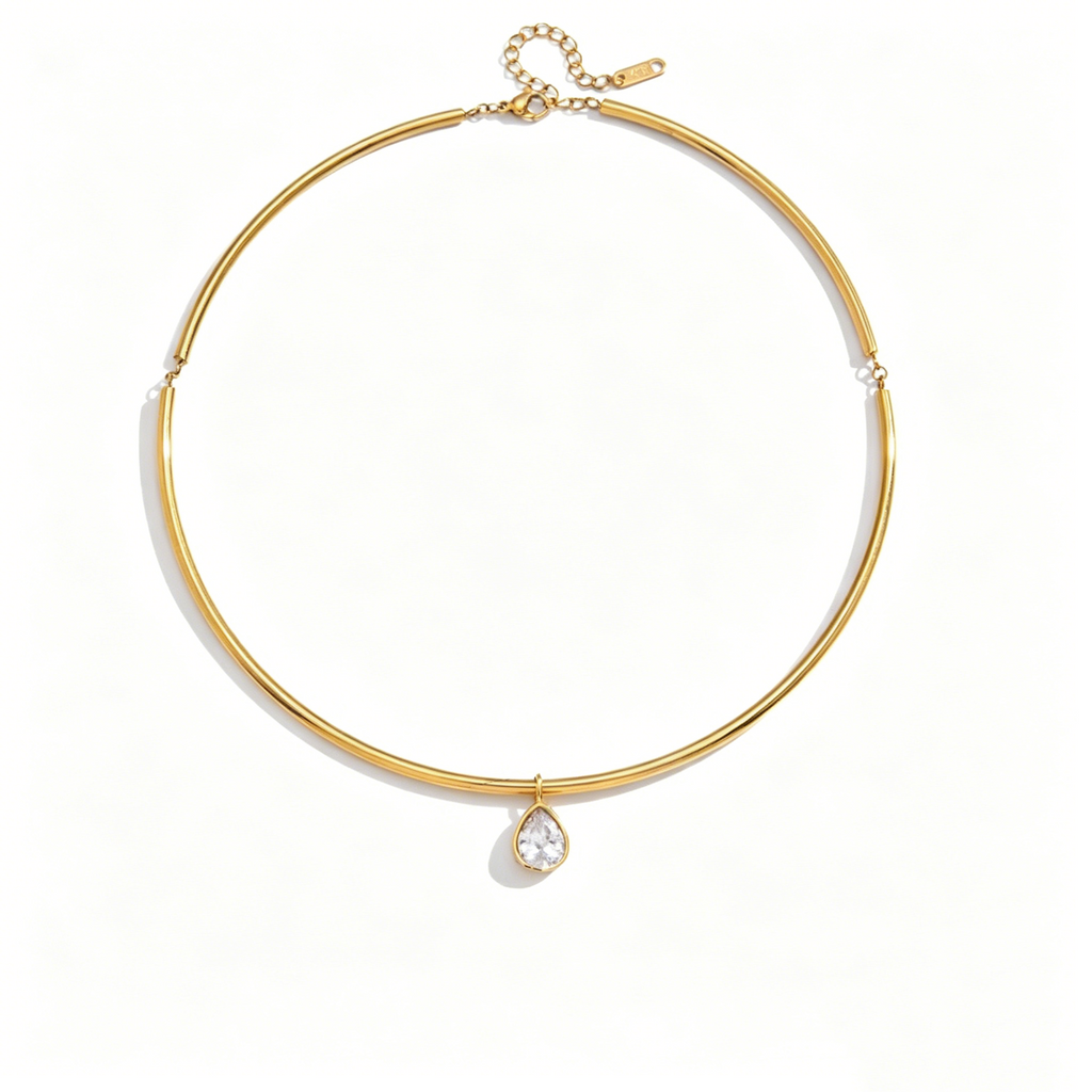 Full Moon Star Diamond Teardrop Necklace