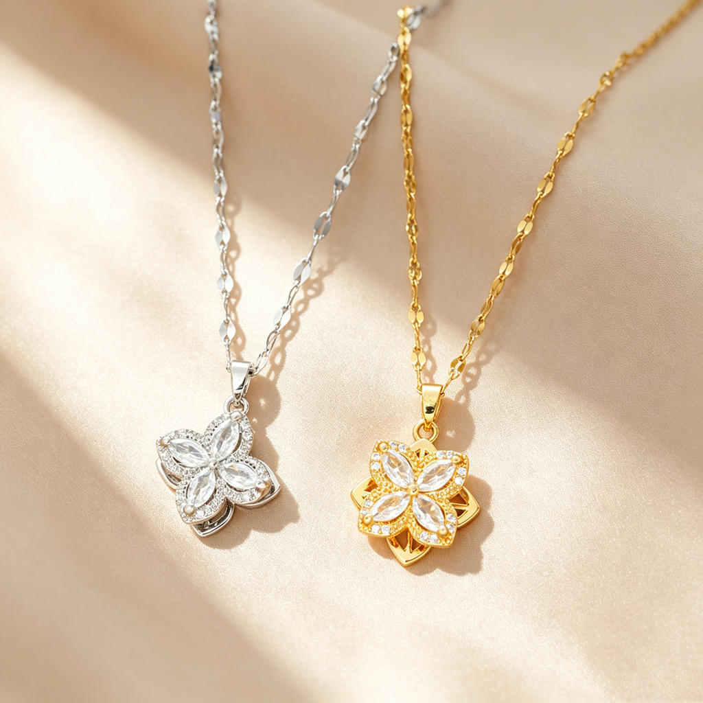 Rotating Four-Leaf Clover Necklace