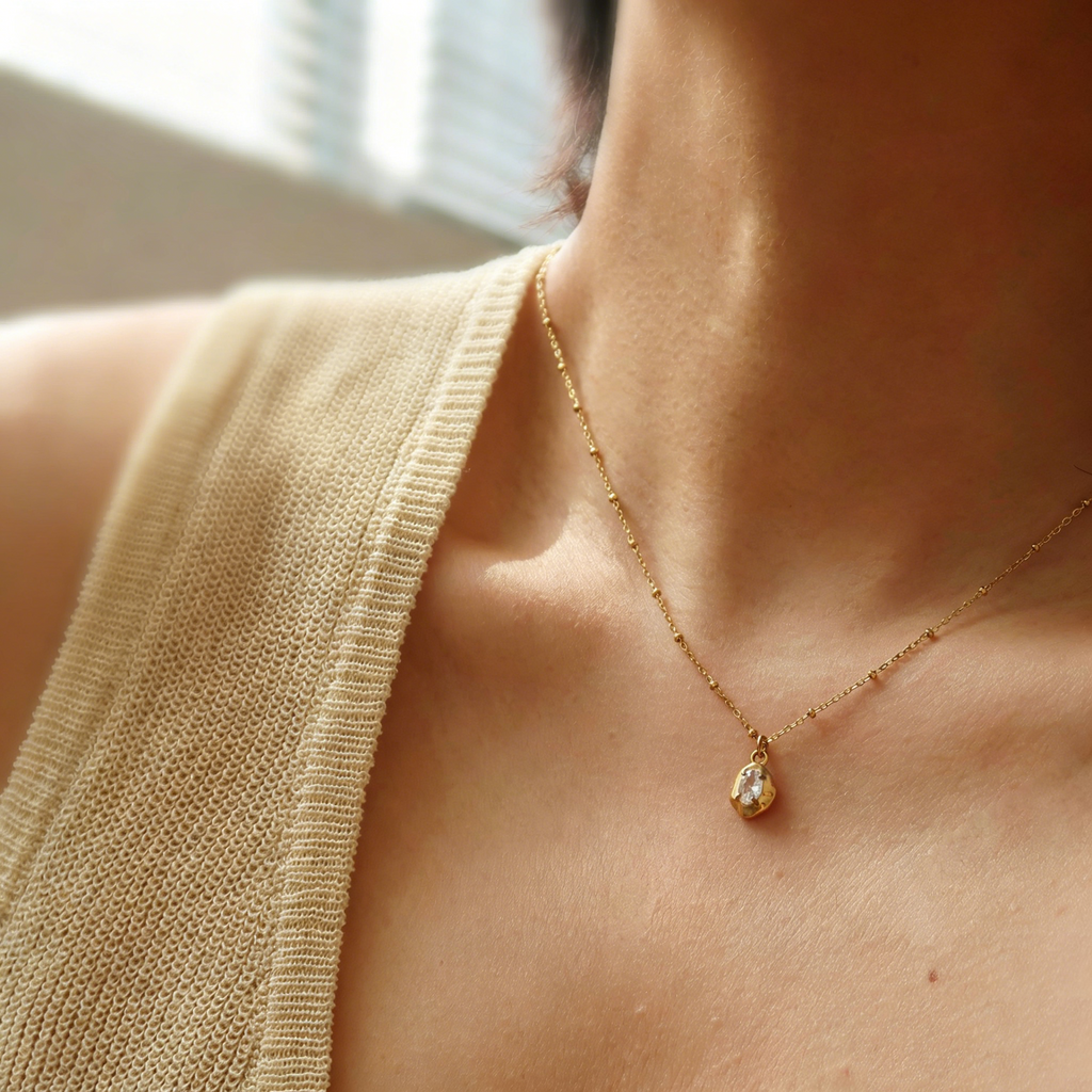 Organic Texture Moissanite Necklace