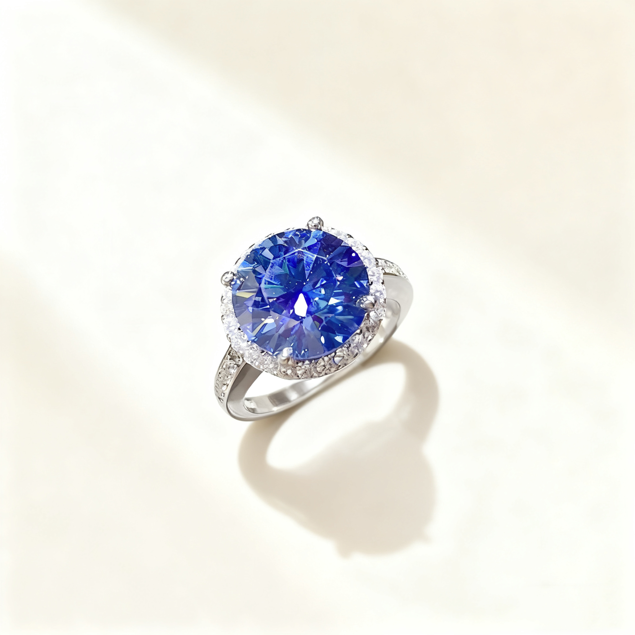 Blue Ocean Round-Cut Diamond Ring
