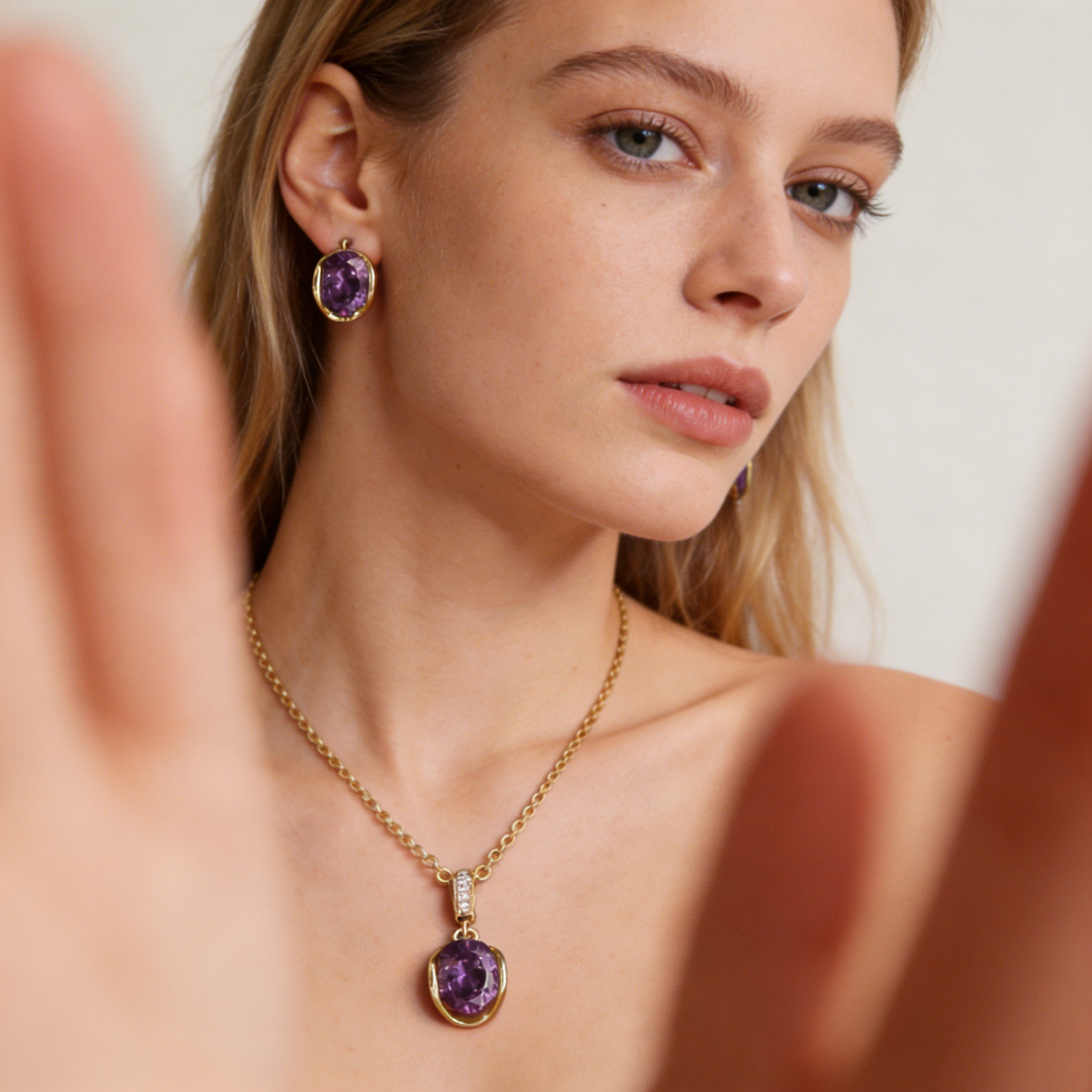 Purple Star Amethyst Jewelry Set