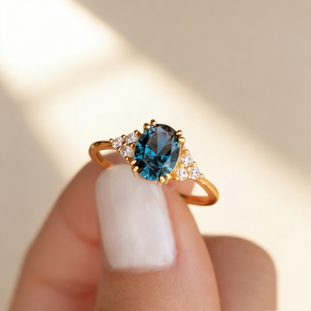 Natural Blue Crystal Ring