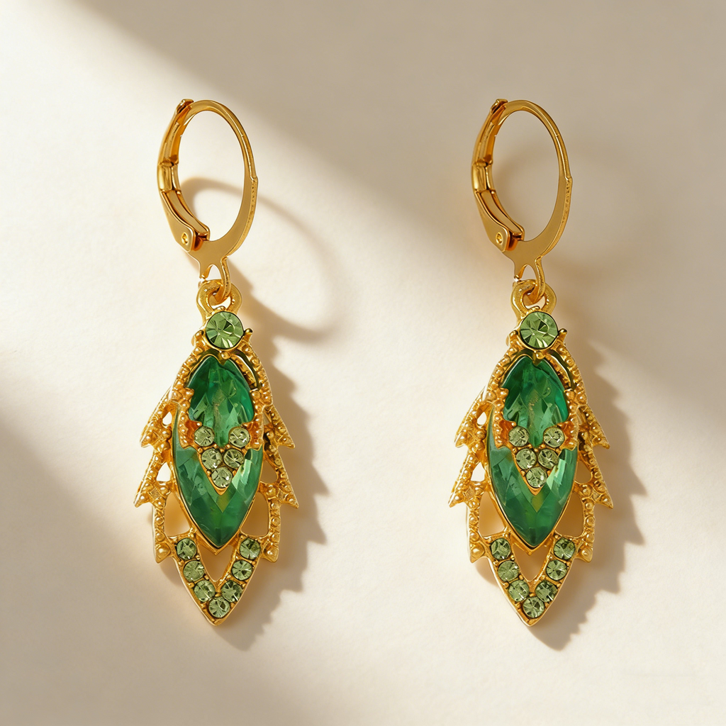 Double-Layer Maple Leaf Gemstone Earrings