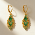 Double-Layer Maple Leaf Gemstone Earrings