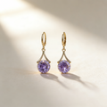 Vintage Natural Amethyst Halo Earrings