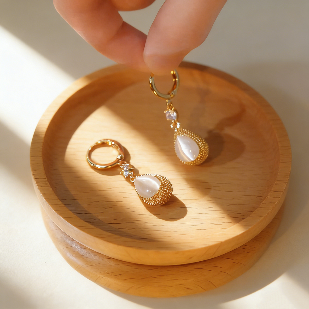 Cat's Eye Teardrop Earrings