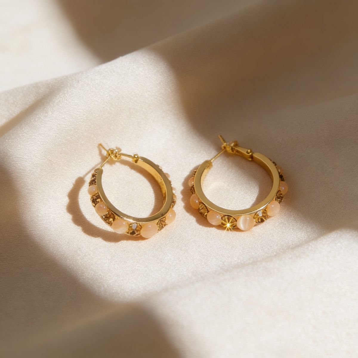 Natural Cat's Eye Hoop Earrings