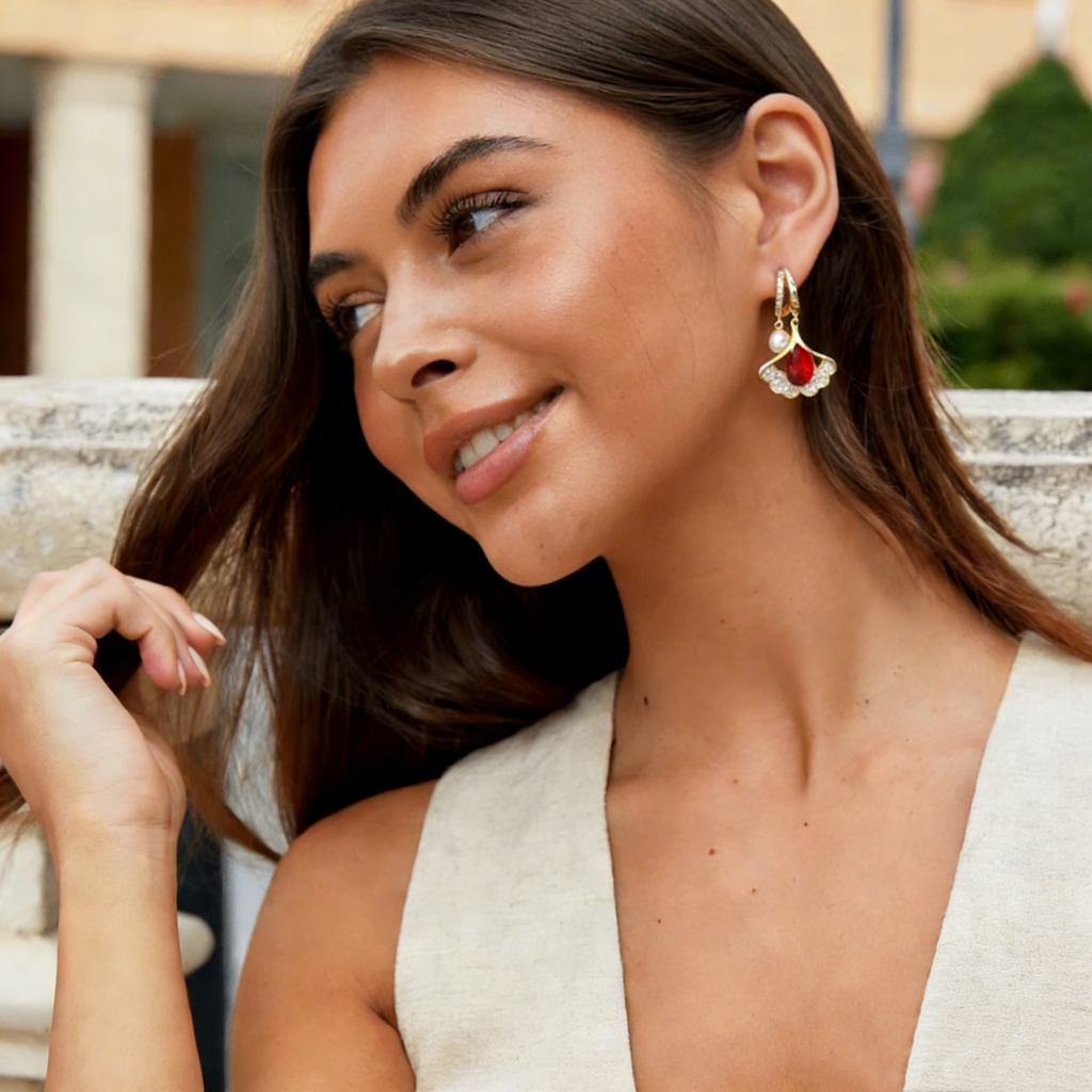 Ginkgo Leaf Pearl Earrings