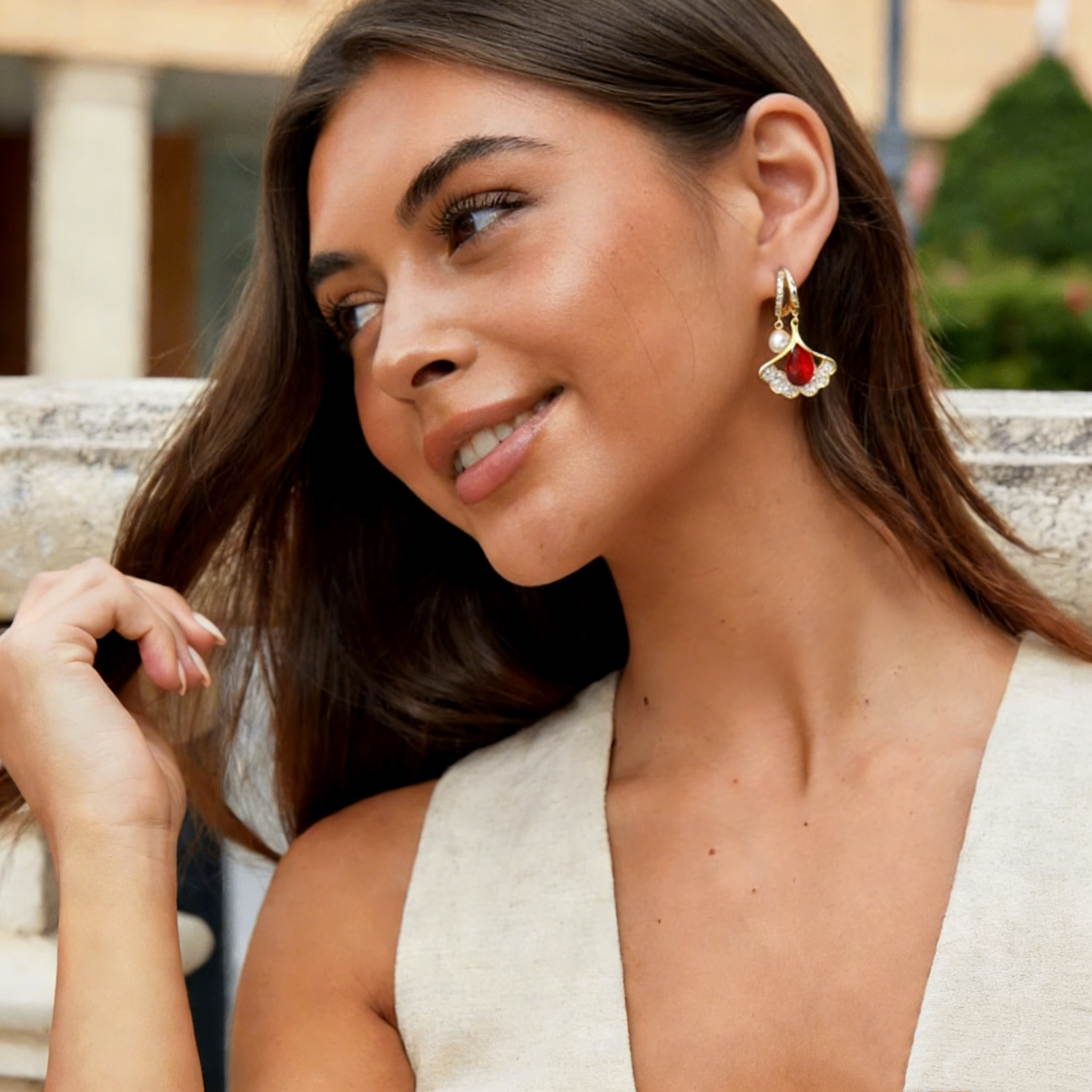 Ginkgo Leaf Pearl Earrings