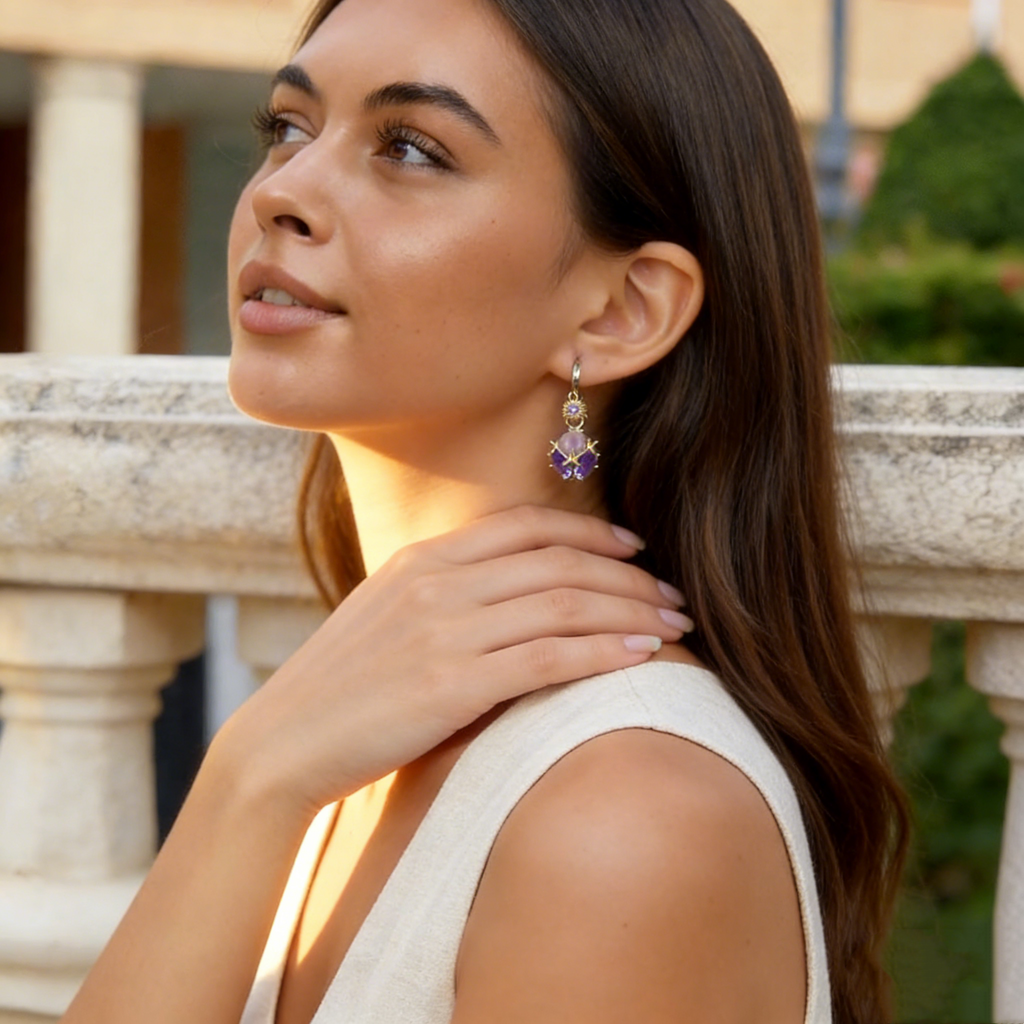 Elegant Amethyst Pendant Earrings