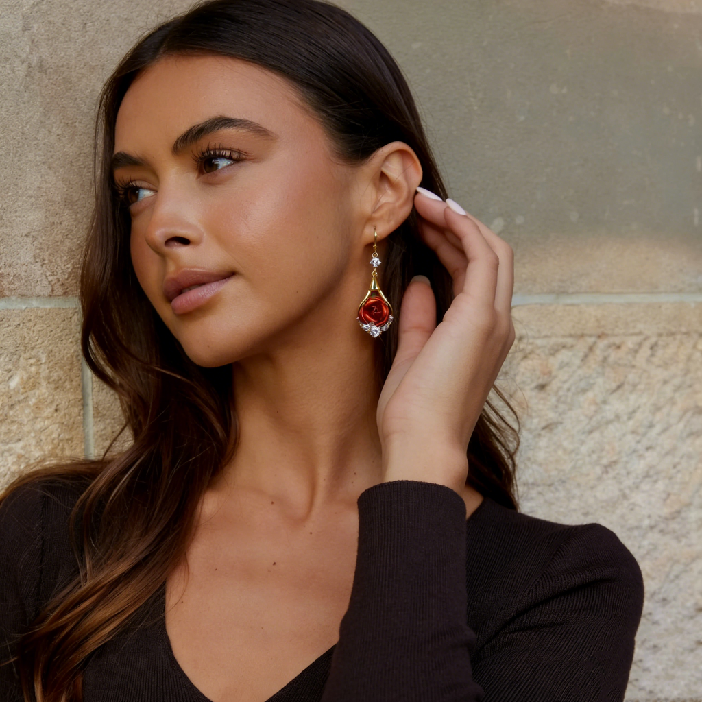 Elegant Velvet Flower Earrings