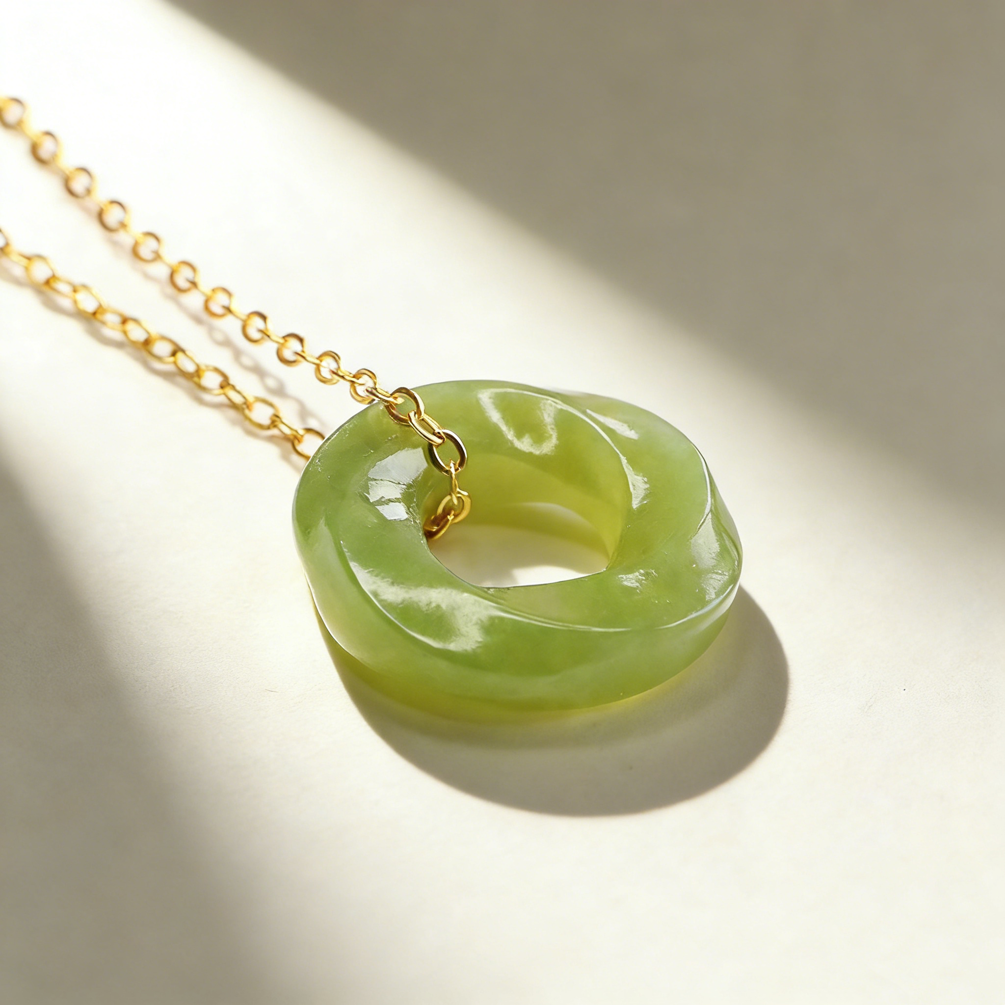 Jade Donut Pendant Necklace