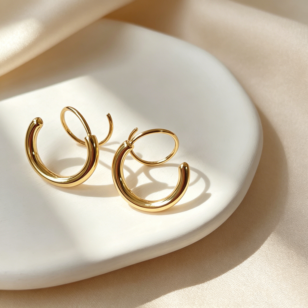 Double Hoop C-Shape Earrings