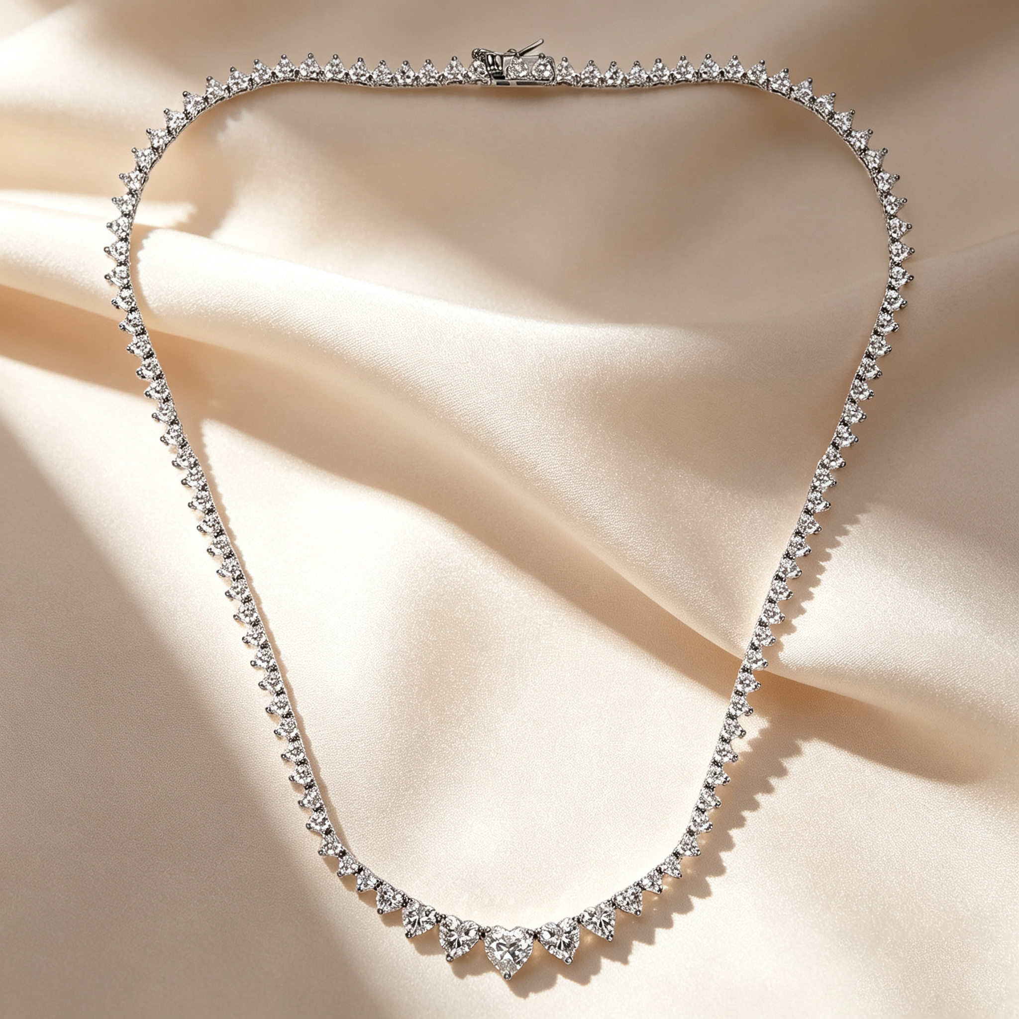 Heart Graduated Tennis Necklace