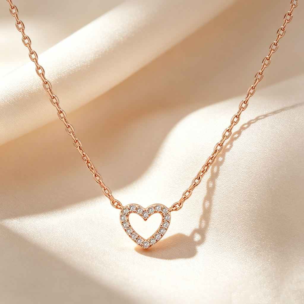 Open Heart Pavé Necklace