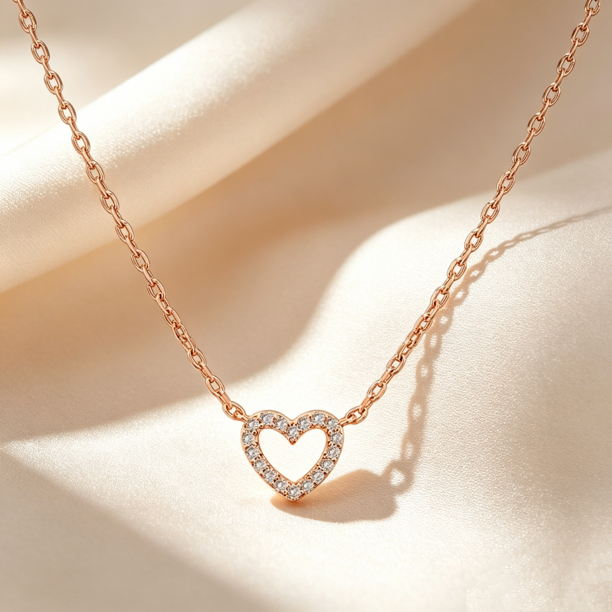 Open Heart Pavé Necklace