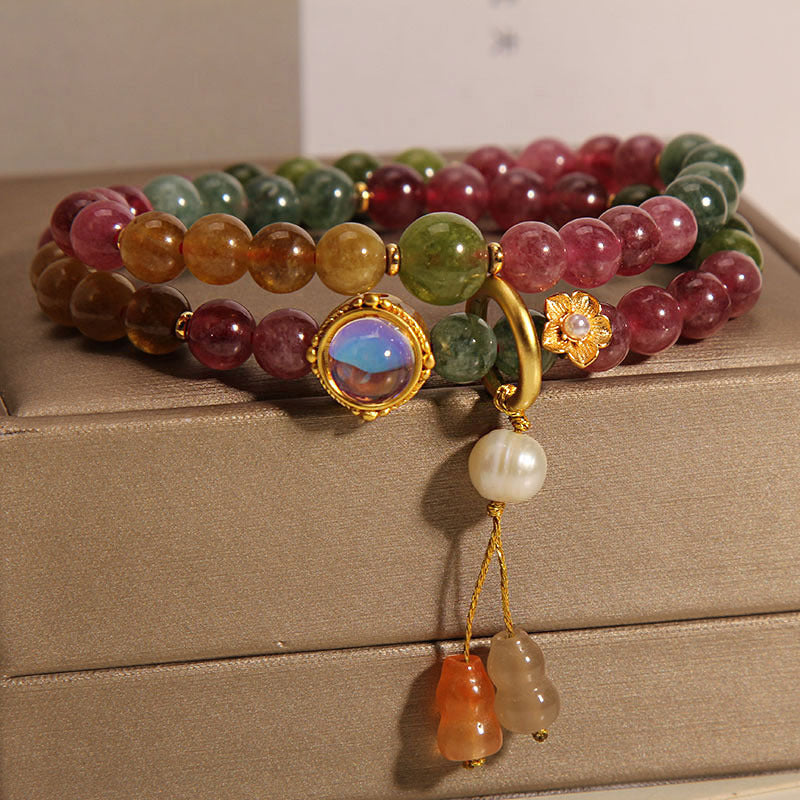 Calabash natural agate multi-circle stacking bracelet