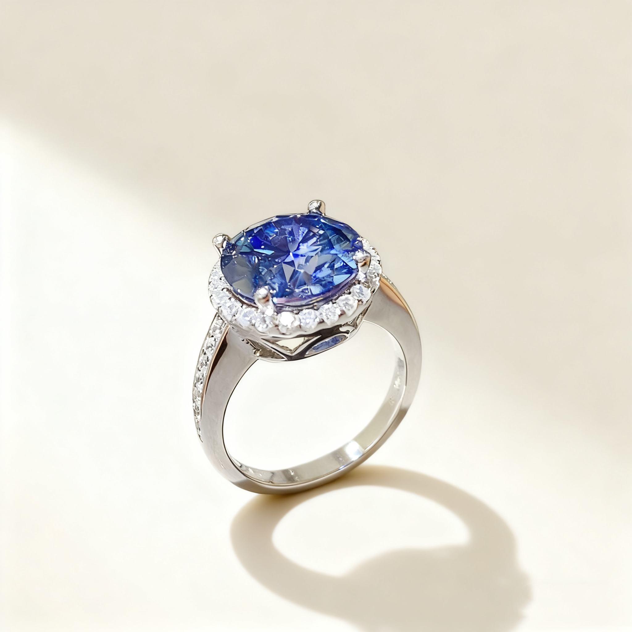 Blue Ocean Round-Cut Diamond Ring