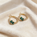 Natural Green Crystal Flower Earrings