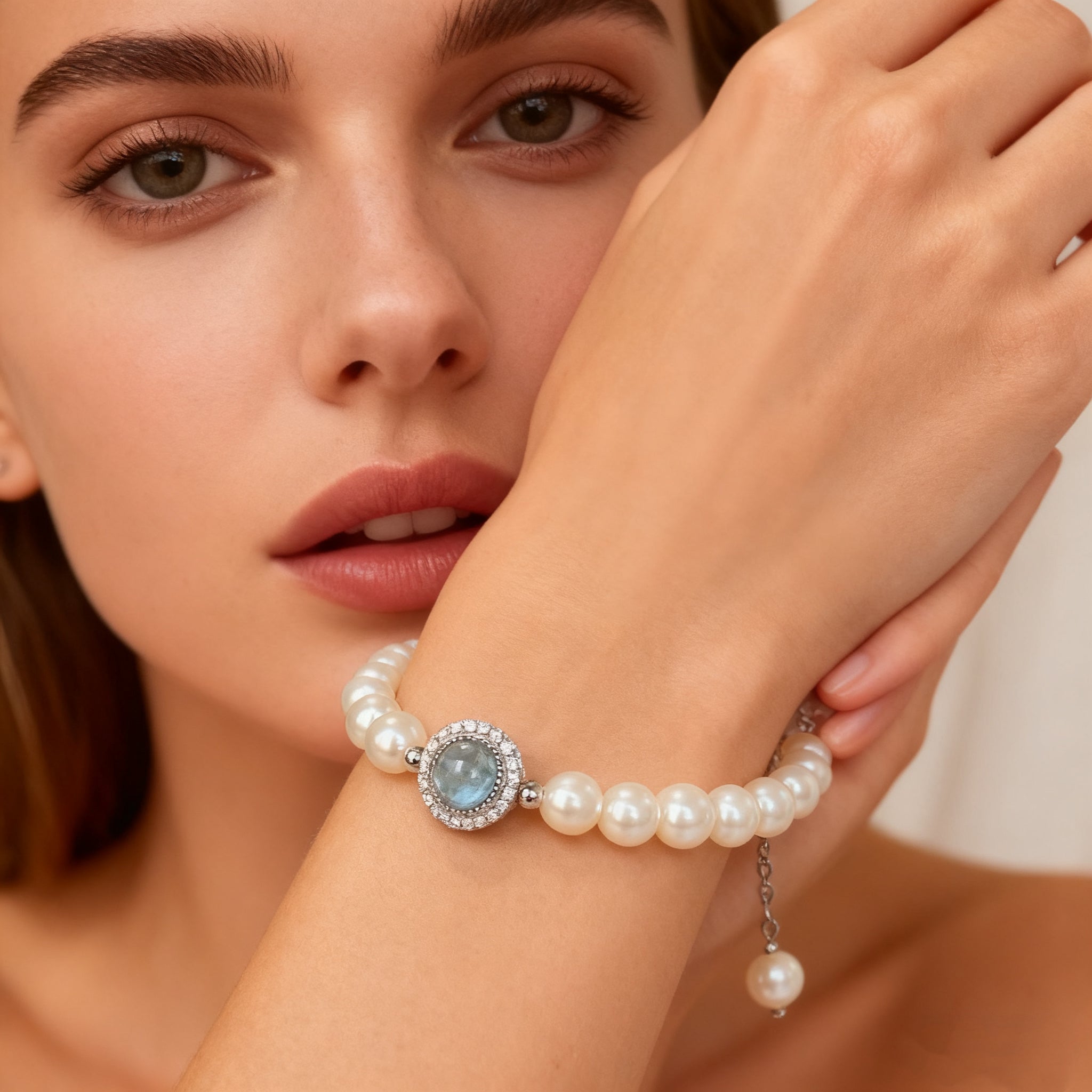 Aquamarine & Pearl Bracelet