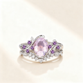 Amethyst Floral Pavé Ring Set