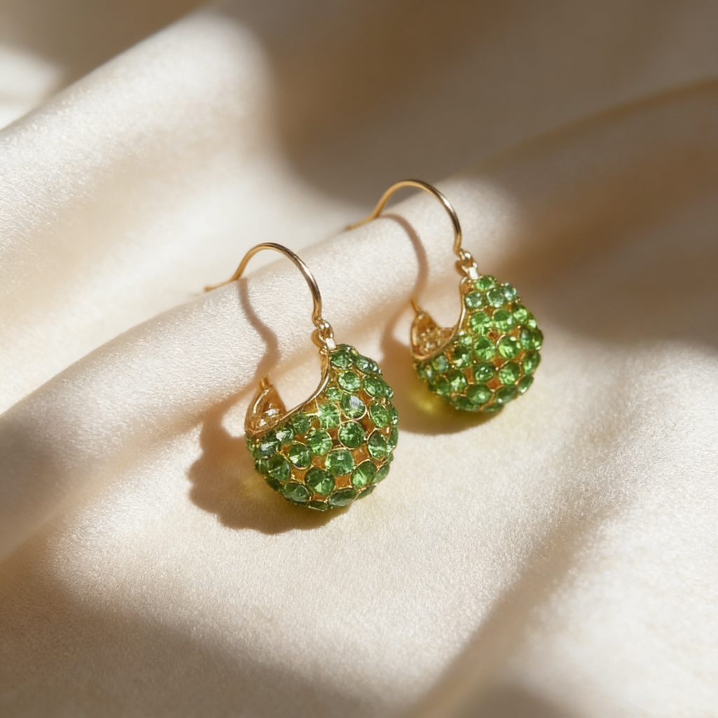 Hollow Basket Natural Crystal Earrings