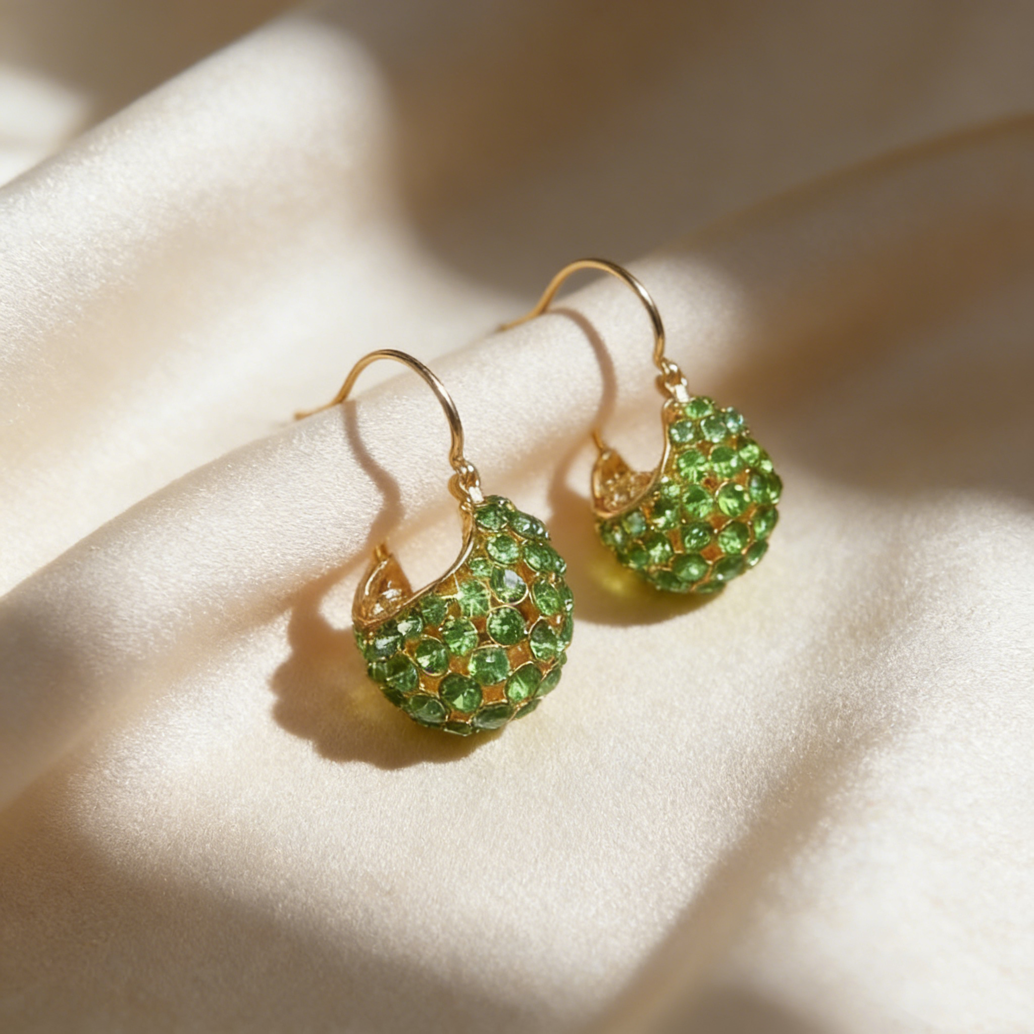 Hollow Basket Natural Crystal Earrings