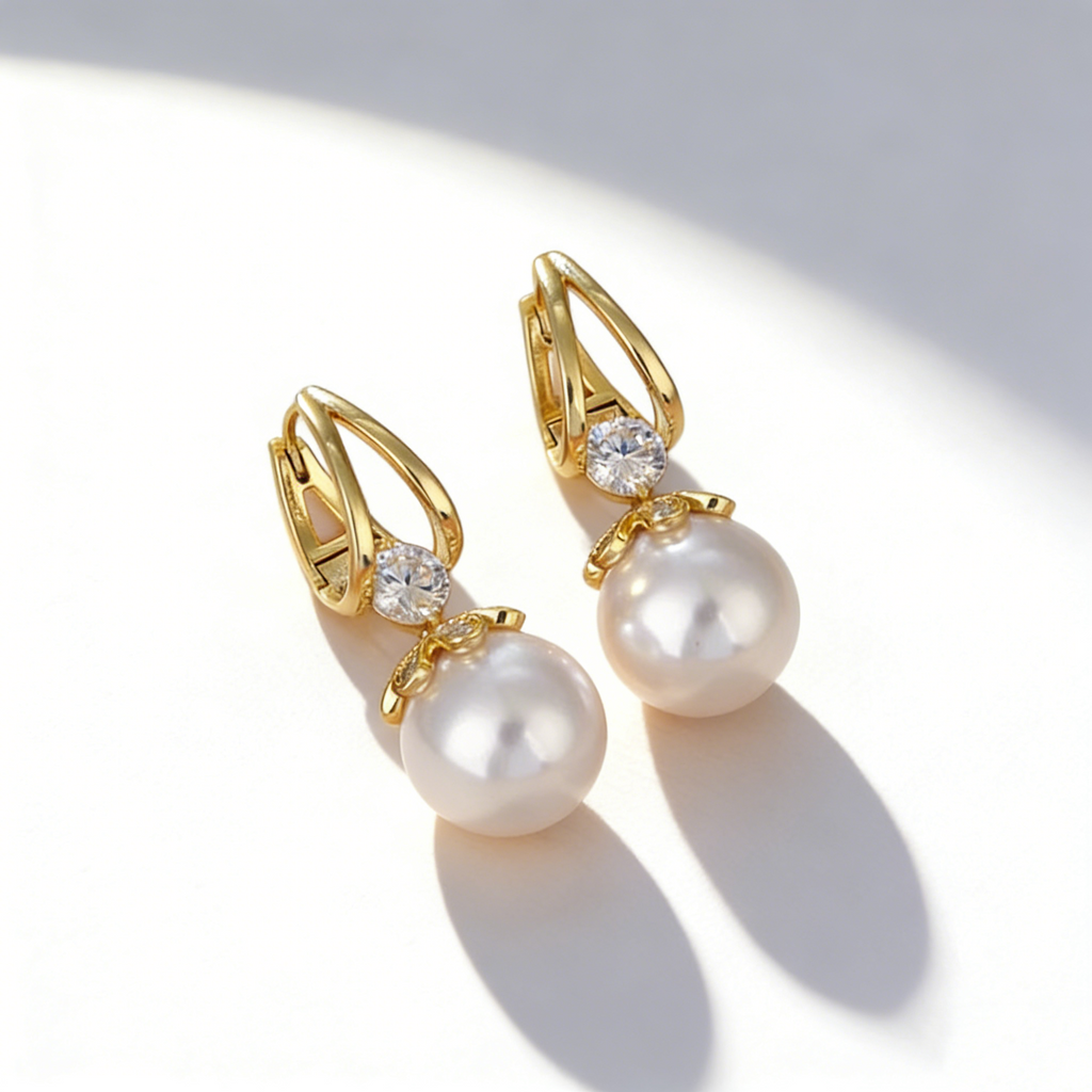 Elegant Pearl Hoop Earrings