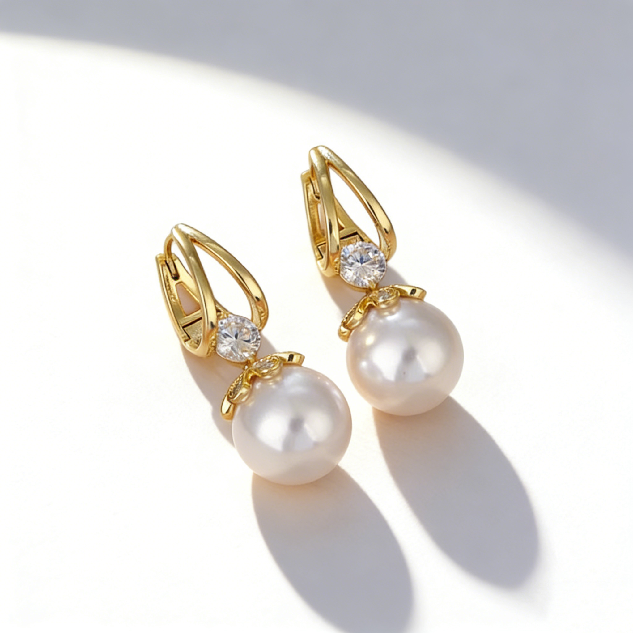 Elegant Pearl Hoop Earrings