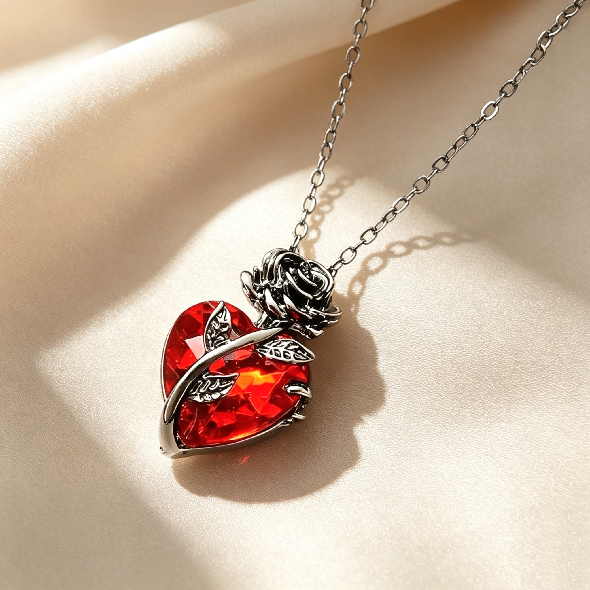 Thorned Rose Heart Necklace