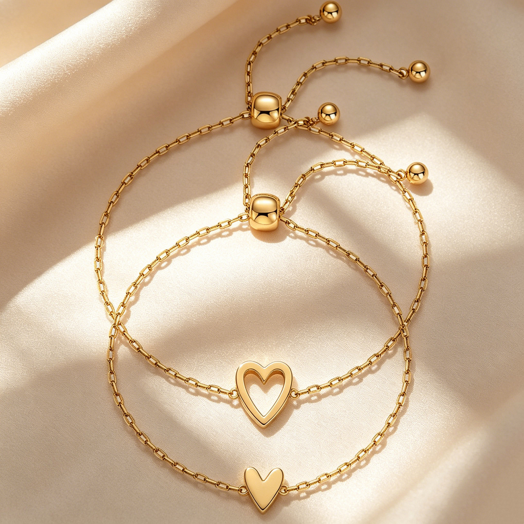 Heart Charm Bracelet Set