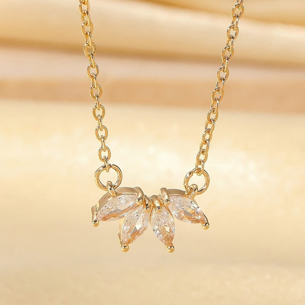 GOLD MARQUISE ZIRCONIA PENDANT NECKLACE