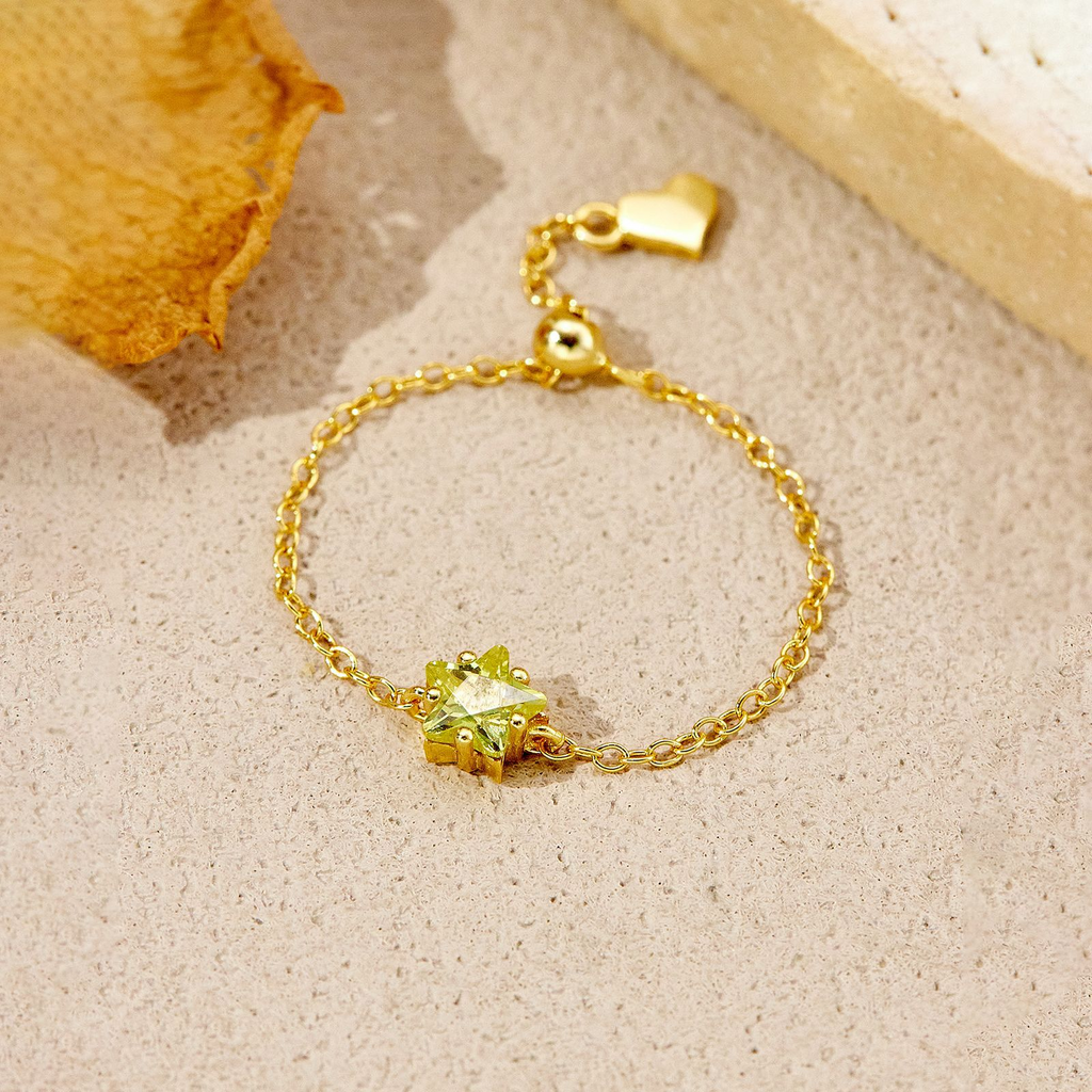 Pull-out adjustable heart star ring