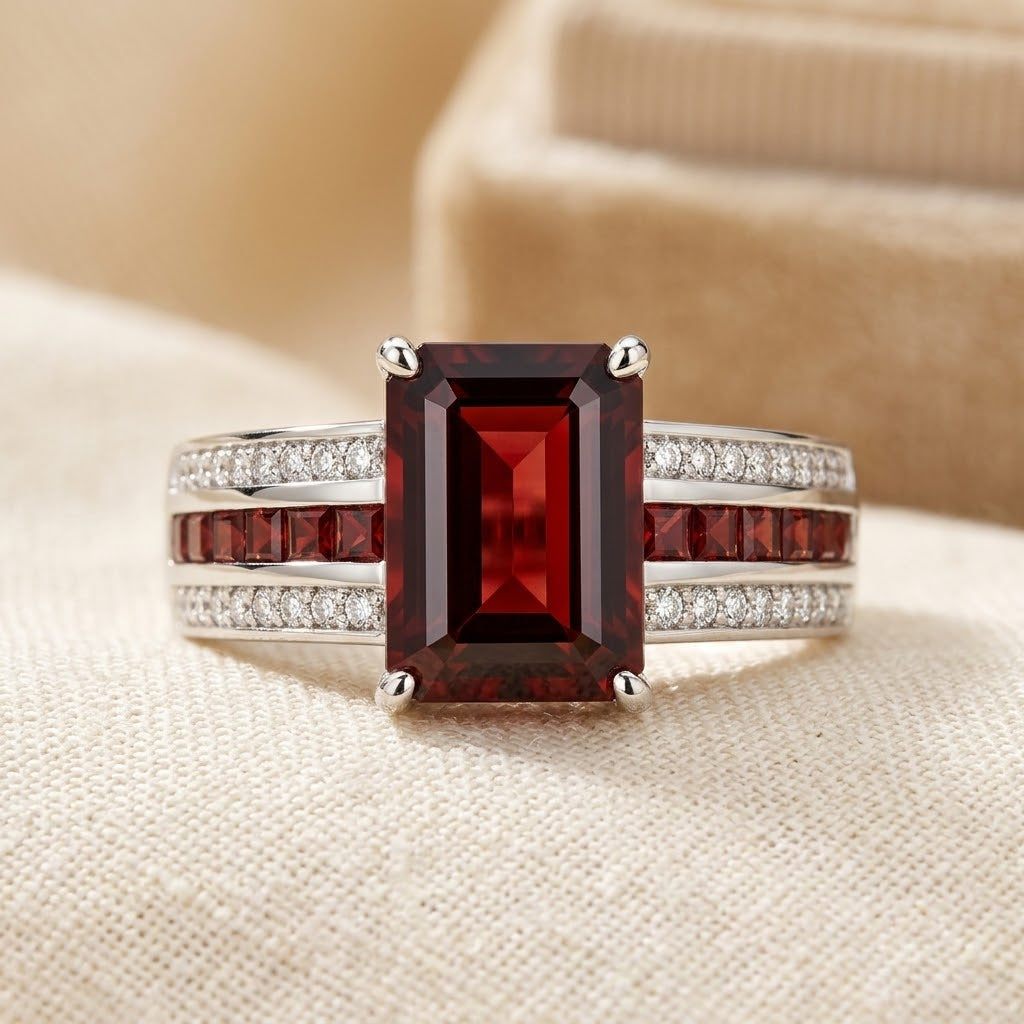 Silver Ruby Split-Shank Ring