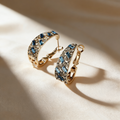 Natural Blue Crystal Hoop Earrings