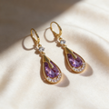 Elegant Natural Amethyst Waterdrop Earrings