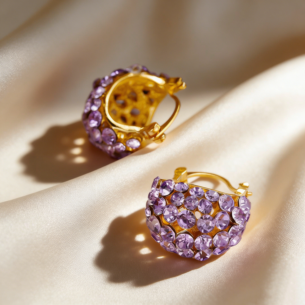 Hollow Basket Natural Crystal Earrings
