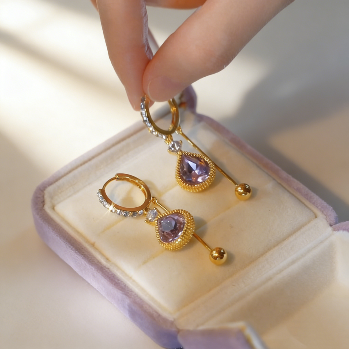 Amethyst Teardrop Earrings