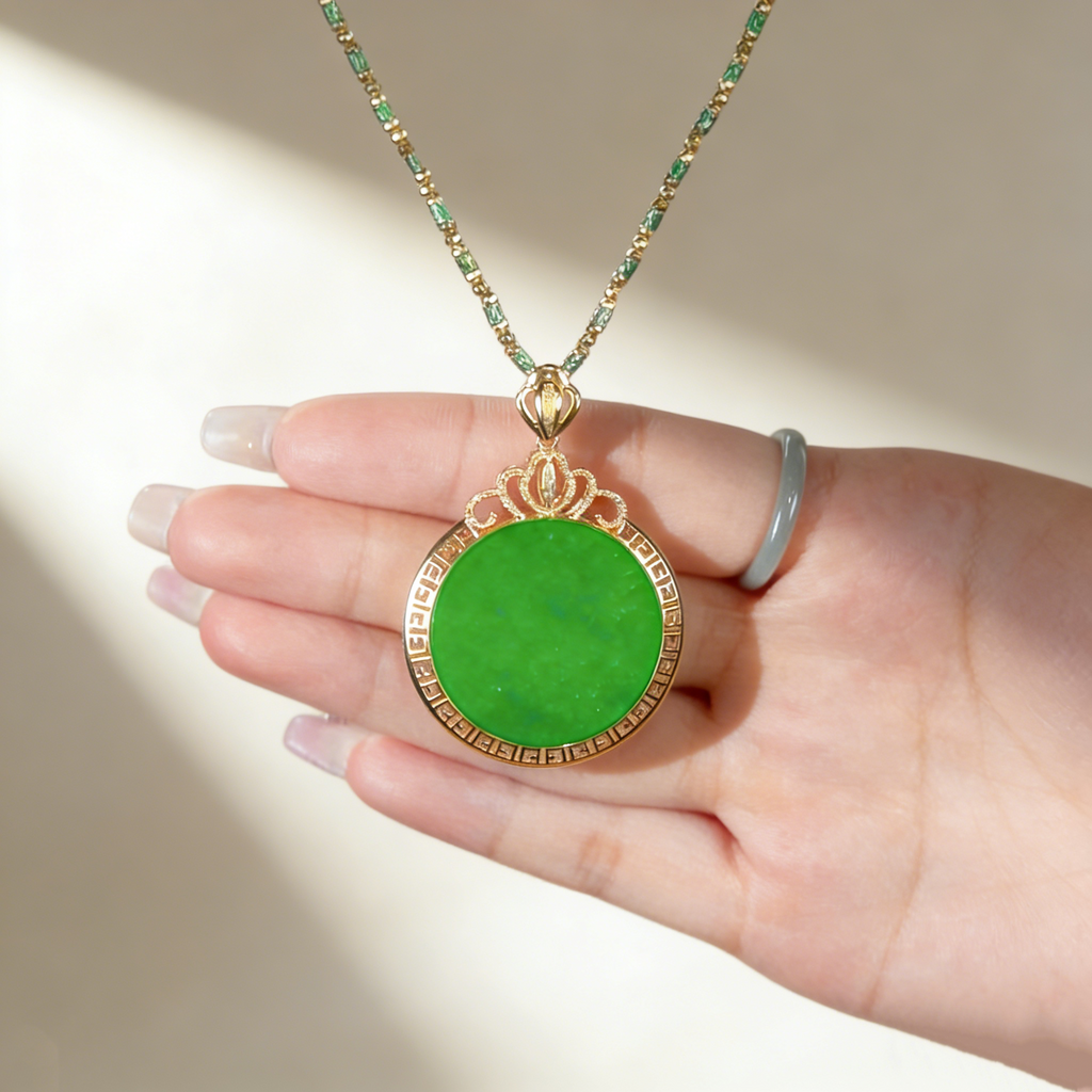 Jade Disc Pendant Necklace