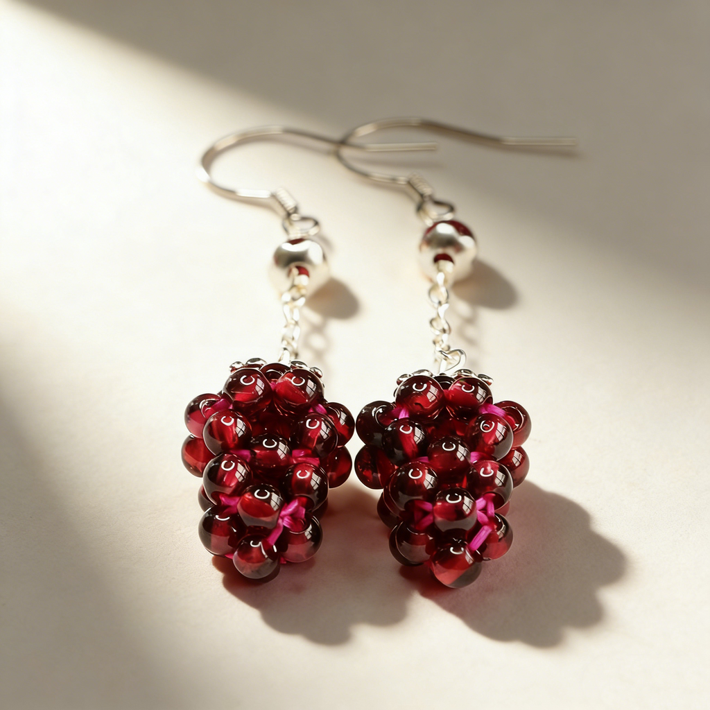 Natural Garnet Grape Earrings